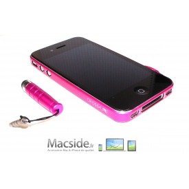 Coque Iphone 4 aluminium Rose ultra-fine avec stylet