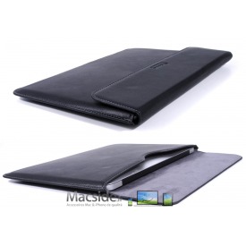 Pochette Macbook Air 11" simili cuir noire à clapet aimanté
