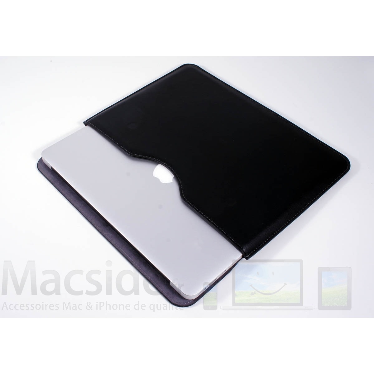 Sacoche simili cuir noire pour MacBook Pro et Air 13