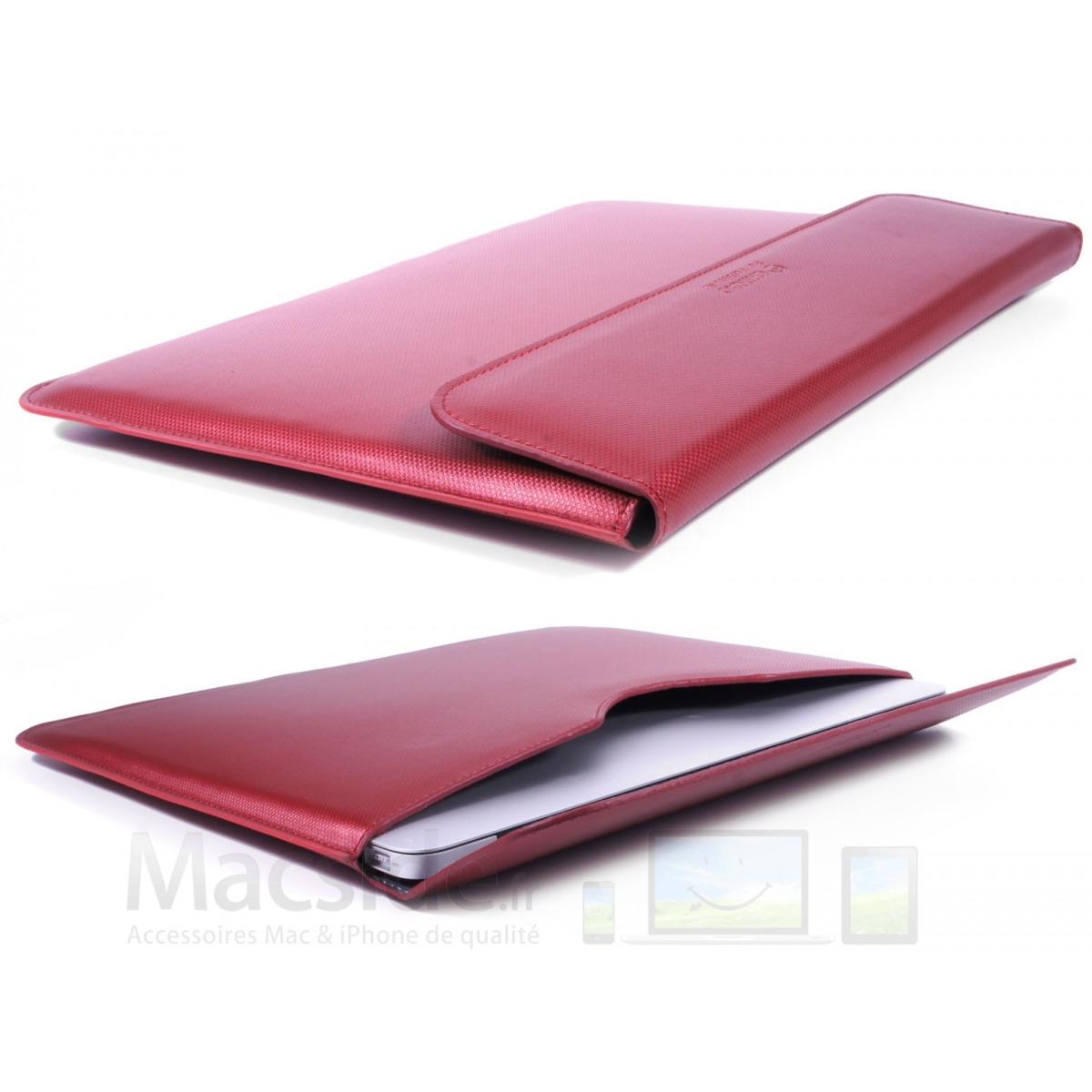 Pochette Macbook Air 13 Cuir Rouge Ultra slim 