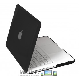Coque Macbook Blanc 13 unibody Noire Velours